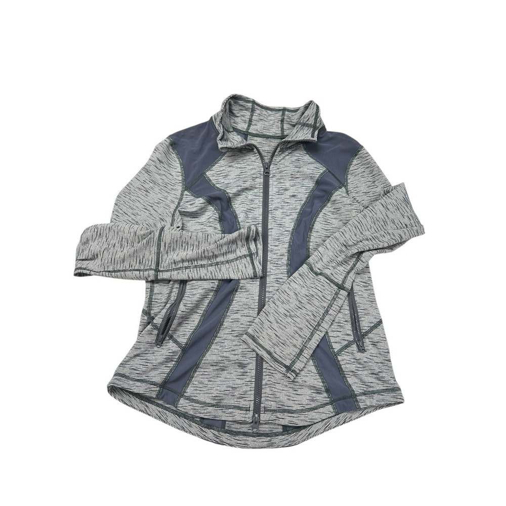 Zella Gray Sheer Poly Nylon Zip Front Windbreaker Jacket Sz M/L